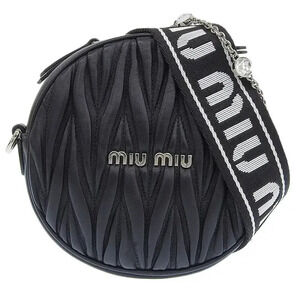 Miu Miu Matelasse Shoulder Bag Pouch Nappa Leather Crystal Black
